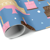 お誕生日ケーキパターン名前をカスタムすると挨拶 ラッピングペーパー (ロールコーナー)