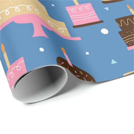 お誕生日ケーキパターン名前をカスタムすると挨拶 ラッピングペーパー (ロールコーナー)