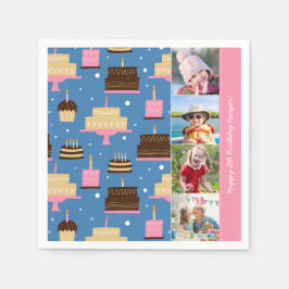 お誕生日ケーキパターン名前をカスタムする+あいさつ文 スタンダードカクテルナプキン