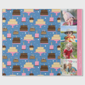 お誕生日ケーキパターン名前をカスタムする+あいさつ文 ラッピングペーパー (フラット)