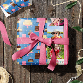 お誕生日ケーキパターン名前をカスタムする+あいさつ文 ラッピングペーパー