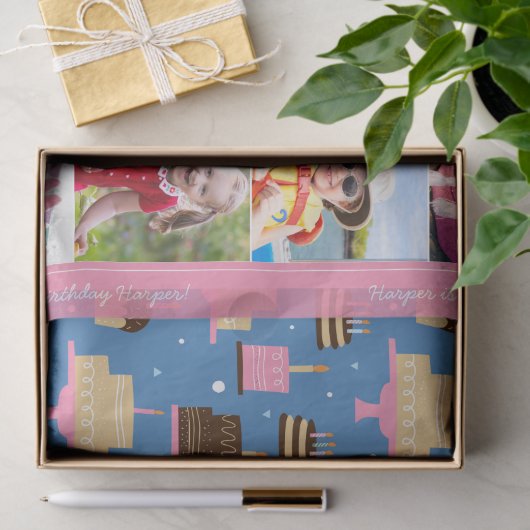 お誕生日ケーキパターン名前をカスタムする+あいさつ文 薄葉紙 (ギフト)