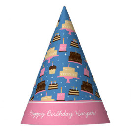 お誕生日ケーキパターン名前をカスタムする+挨拶 パーティーハット