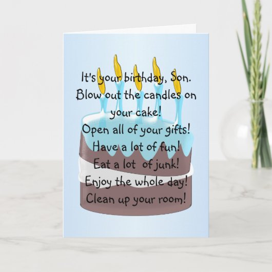 お誕生日ケーキパーソナライズされたソン誕生日 カード (正面)