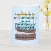 お誕生日ケーキパーソナライズされたソン誕生日 カード (黄色い花)