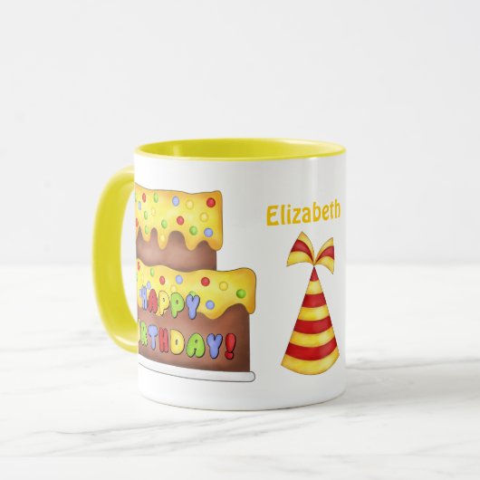 お誕生日ケーキパーソナライズされた名Mag マグカップ (正面左)