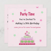 お誕生日ケーキパーティの招待状 招待状 (正面/裏面)