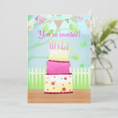 お誕生日ケーキパーティー招待状 招待状 (スタンド正面)