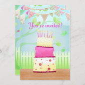 お誕生日ケーキパーティー招待状 招待状 (正面/裏面)