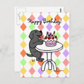 お誕生日ケーキブラックラブラドール漫画 ポストカード (正面/裏面)
