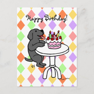 お誕生日ケーキブラックラブラドール漫画 ポストカード