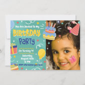 お誕生日ケーキプレゼントバルーンパーティー 招待状 (正面)
