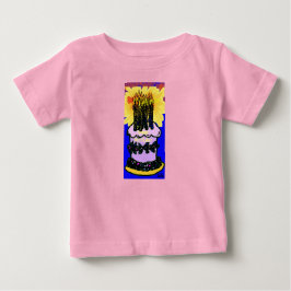 お誕生日ケーキベビー服 ベビーTシャツ
