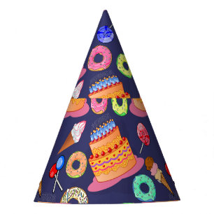 お誕生日ケーキペーストリーパターンデザイン パーティーハット