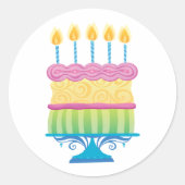 お誕生日ケーキラウンドステッカー ラウンドシール (正面)