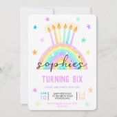 お誕生日ケーキレインボーガールズパステル 招待状 (正面)