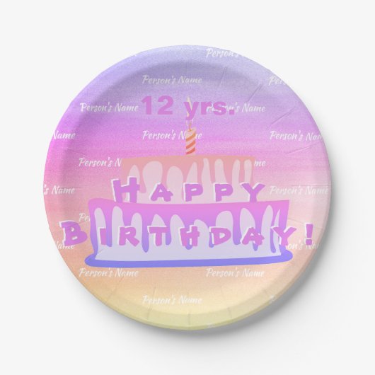 お誕生日ケーキ付文字紙プレートHAMbWG ペーパープレート (正面)