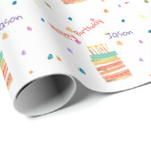 お誕生日ケーキ及び紙吹雪カスタムラッピング紙 ラッピングペーパー (ロールコーナー)