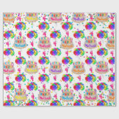 お誕生日ケーキ名バルーンの年齢のパーソナライズ転が ラッピングペーパー (フラット)