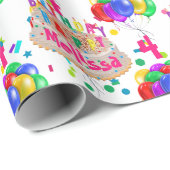 お誕生日ケーキ名バルーンの年齢のパーソナライズ転が ラッピングペーパー (ロールコーナー)
