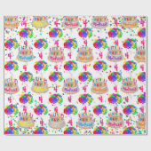 お誕生日ケーキ名バルーンの年齢のパーソナライズ転が ラッピングペーパー (フラット)