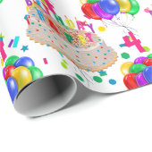 お誕生日ケーキ名バルーンの年齢のパーソナライズ転が ラッピングペーパー (ロールコーナー)