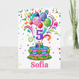 お誕生日ケーキ子の名前を追加する年齢かわいいカスタム カード