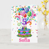 お誕生日ケーキ子の名前を追加する年齢かわいいカスタム カード (黄色い花)