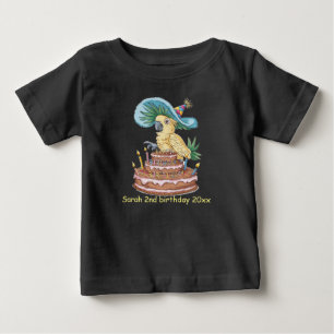 お誕生日ケーキ帽に掛けファンシーた ベビーTシャツ