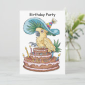 お誕生日ケーキ帽に掛けファンシーた 招待状 (スタンド正面)