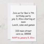 お誕生日ケーキ帽に掛けファンシーた 招待状 (裏面)