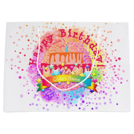 お誕生日ケーキ抱き枕- HAMbWG ラージペーパーバッグ (正面)