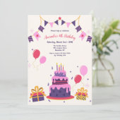 お誕生日ケーキ招待状 招待状 (スタンド正面)