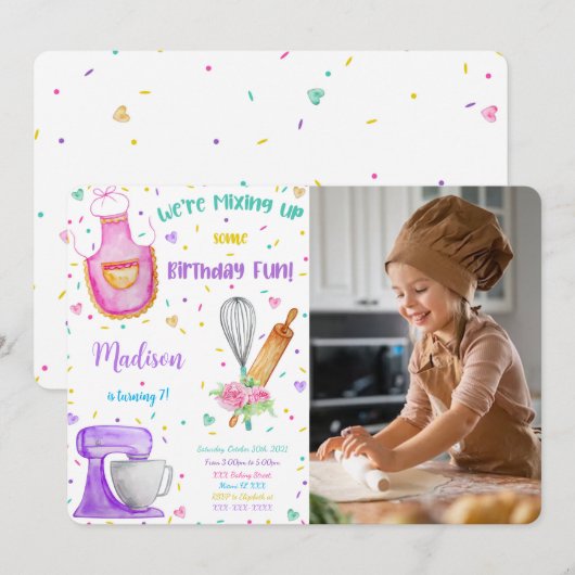 お誕生日ケーキ撮影招待状 招待状 (正面/裏面)