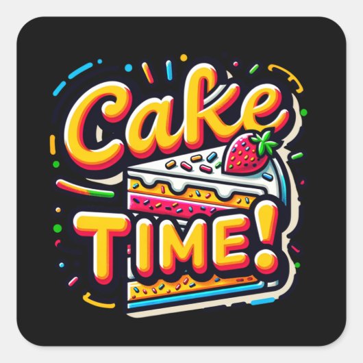 お誕生日ケーキ時間 スクエアシール (正面)