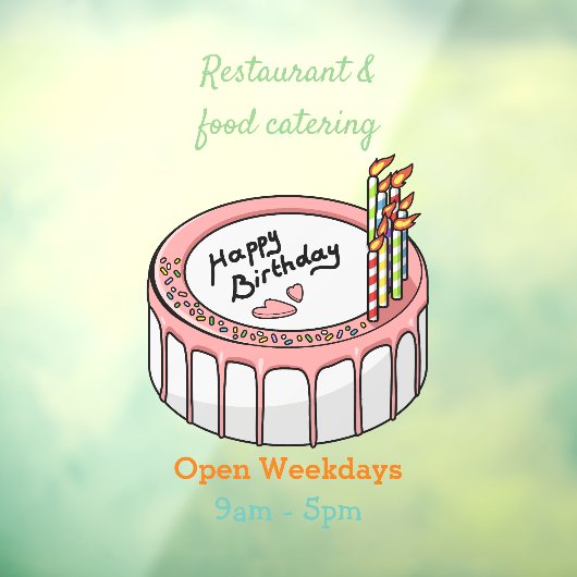 お誕生日ケーキ漫画イラストレーション ウィンドウサイン (シート3)