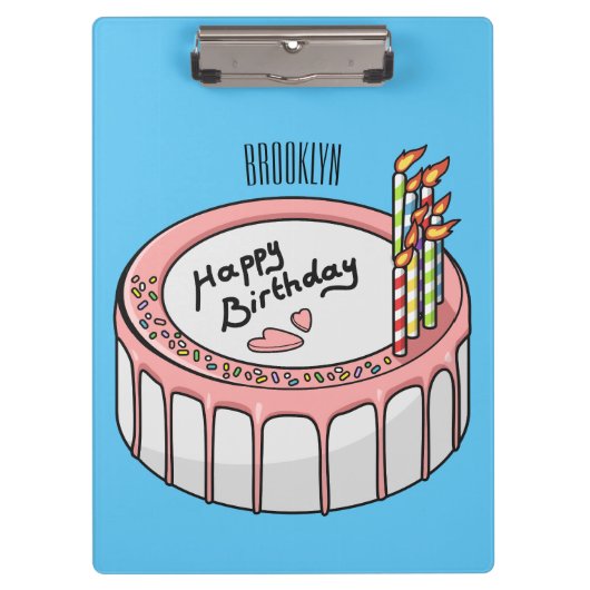 お誕生日ケーキ漫画イラストレーション クリップボード (正面)