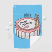 お誕生日ケーキ漫画イラストレーション ゴルフタオル (インサイチュ)