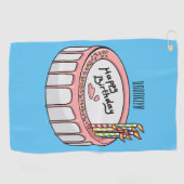 お誕生日ケーキ漫画イラストレーション ゴルフタオル (横)