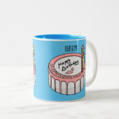 お誕生日ケーキ漫画イラストレーション ツートーンマグカップ (正面右)