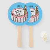 お誕生日ケーキ漫画イラストレーション ハンドファン (正面&裏面)