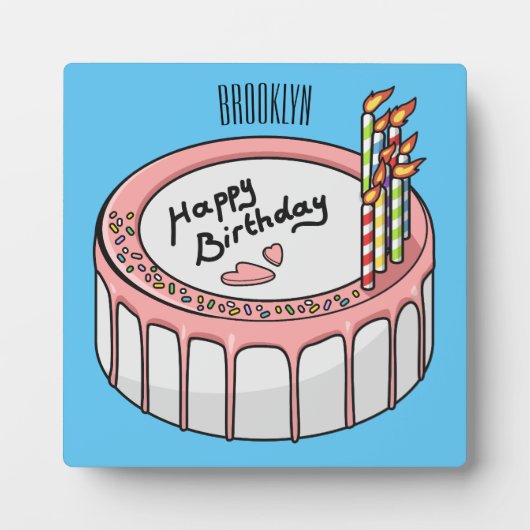 お誕生日ケーキ漫画イラストレーション フォトプラーク (正面)