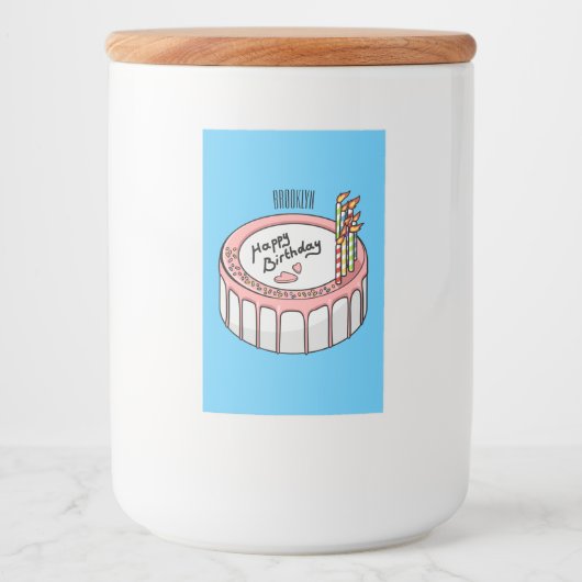 お誕生日ケーキ漫画イラストレーション フードラベル (正面)