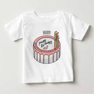お誕生日ケーキ漫画イラストレーション ベビーTシャツ