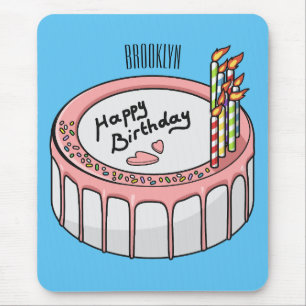 お誕生日ケーキ漫画イラストレーション マウスパッド
