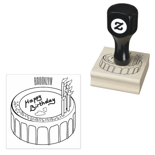お誕生日ケーキ漫画イラストレーション ラバースタンプ (押印)