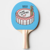 お誕生日ケーキ漫画イラストレーション 卓球ラケット (裏面)