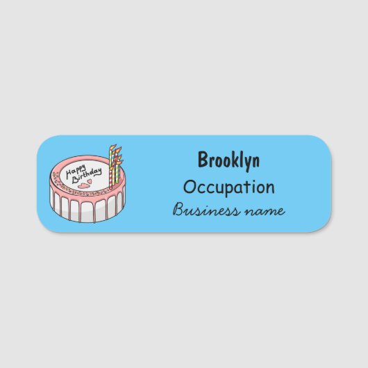 お誕生日ケーキ漫画イラストレーション 名札 (正面)