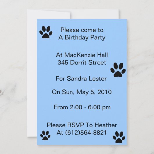 お誕生日ケーキ猫のカスタムの招待状 招待状 (裏面)