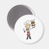 お誕生日ケーキ磁石付きシェフ マグネット (正面/裏面)